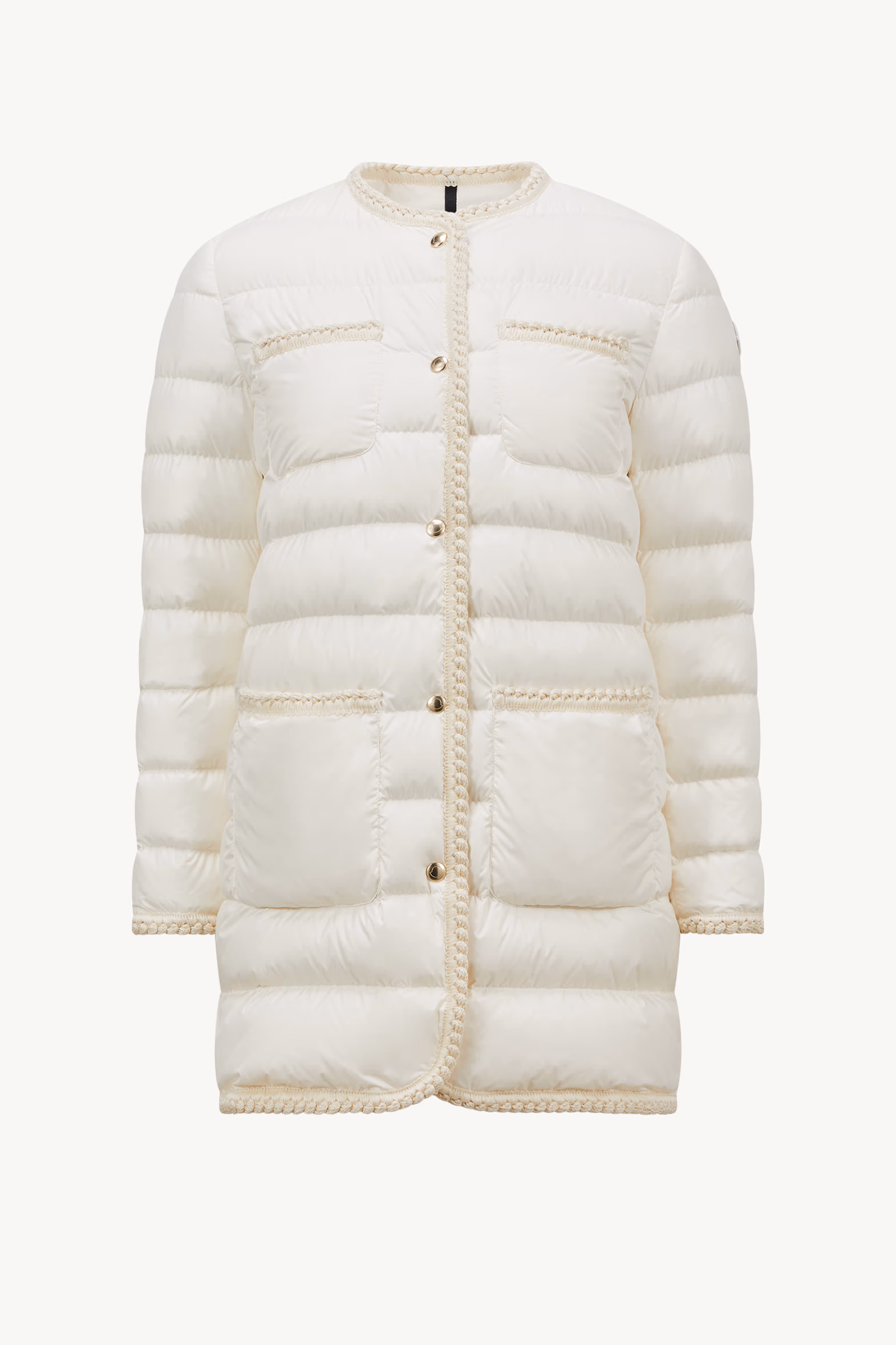 Plumífero de largo medio con ribete trenzado Gencaylong Mujer Blanco Moncler 2